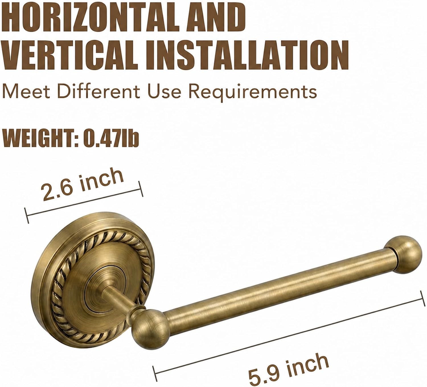 Antique Brass Toilet Paper Holder Wall Mount, Bathroom Toilet Roll Holder image 2
