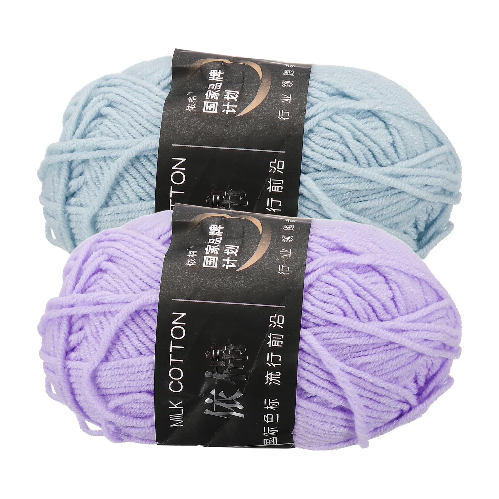 sourcing map 2 Pcs Cotton Yarn Skeins, 87.5yards 50g/1.8oz Sport Weight Soft Yarn 4-Ply Milk Cotton Yarn Ball for Crocheting Knitting DIY Handmade Craft Projects, Light Purple/Light Blue