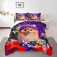 Vista 19 de Juego de edredón de perro lindo para niños, juego de ropa de cama con estampado de carlino de dibujos animados para niños y adolescentes, juego