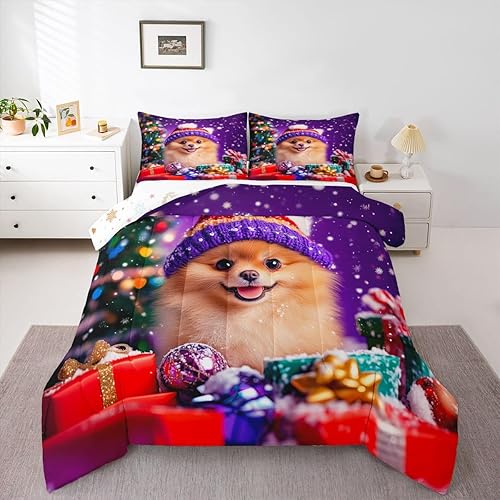 Miniatura 19 de Juego de edredón de perro lindo para niños, juego de ropa de cama con estampado de carlino de dibujos animados para niños y adolescentes, juego