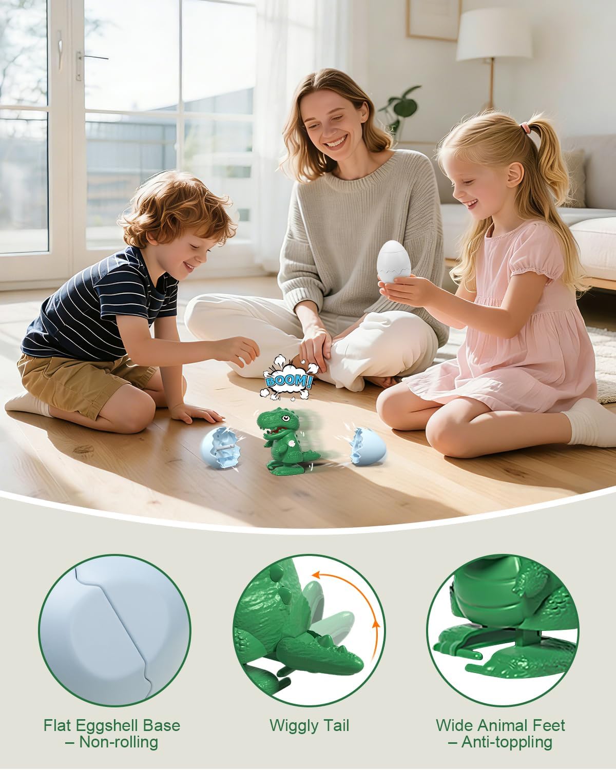 2 Pack Easter Toys Boom Eggs Wind-Up Surprise Eggs, Hatching Dinosaur Egg Toy for Kids, Walking Penguin Toys, Reusable Clockwork Dino Fun Dinosaurs Toys for Boys Girls Easter Gifts for Kids