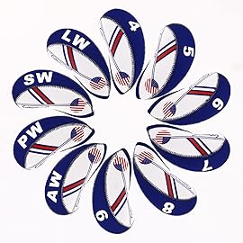 Craftsman Golf Wider Openings US Flag Neoprene Golf Club Head Cover Wedge Iron Protective Headcover for Most Brand Standard Iron Heads (White & Blue,Wider Opening)
