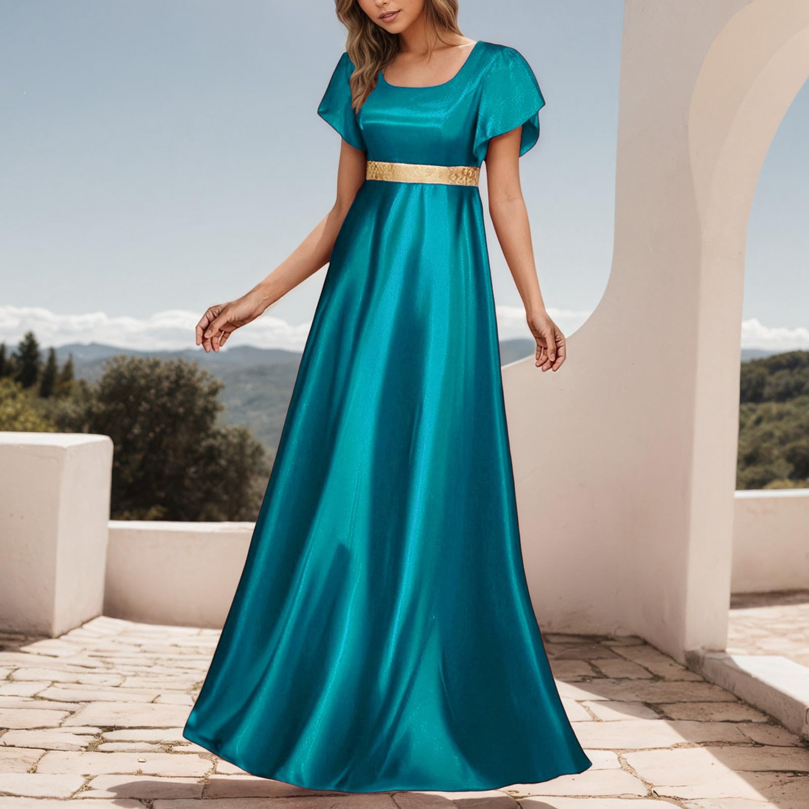 Abiti Per Le Donne 1800 Anni Abito Raso Vintage Regency Abito Fascia Vittoriana Tè Party Dress