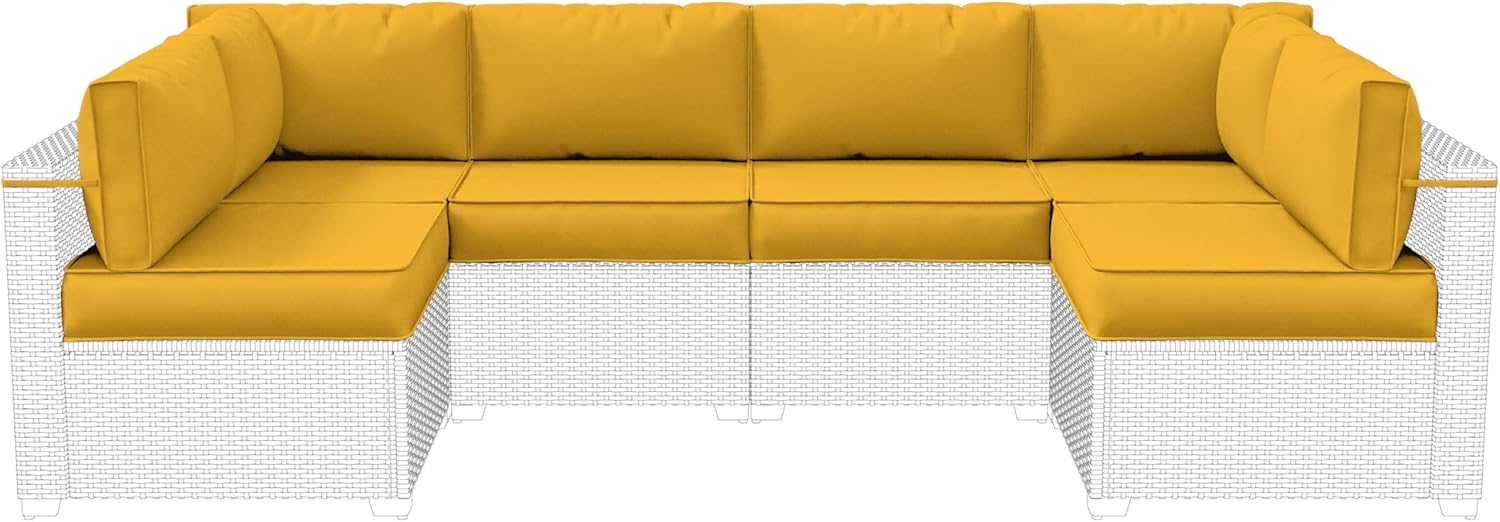 14-Piece Outdoor Cushions for Patio Furniture Thick Outdoor Chair Cushions 5" Foam High-Density Water-Resistant Deep Seat Cushion for 6-Seat Sectional Sets Liner&Cover Yellow