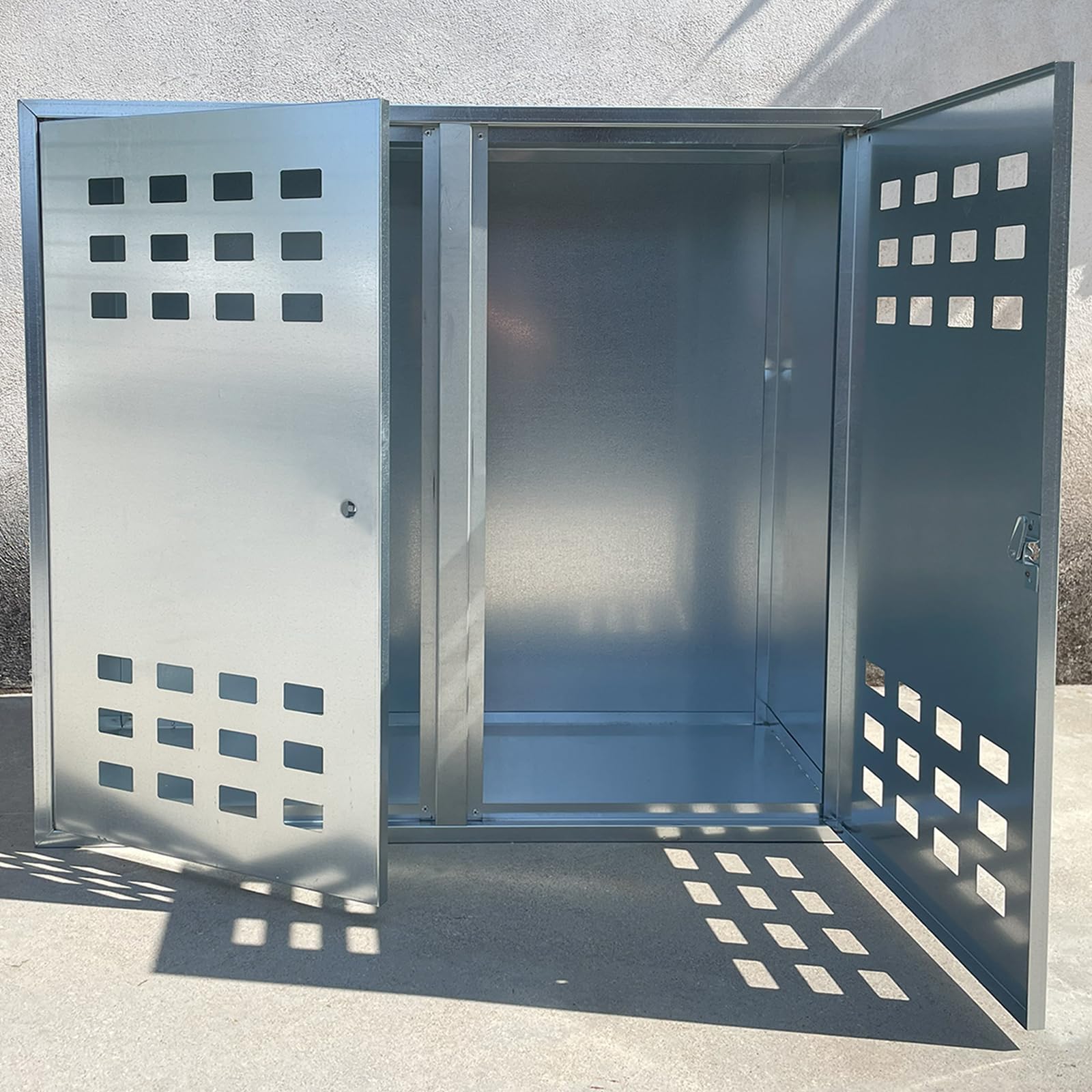 Armadietto 2 Bombole Gas da Esterno, Portabombola Due Ante In Acciaio Zincato RINFORZATO con Ventilazione, Chiusura Sicura Per Stoccaggio Bombole 10-25 kg, Resistente agli Agenti Atmosferici