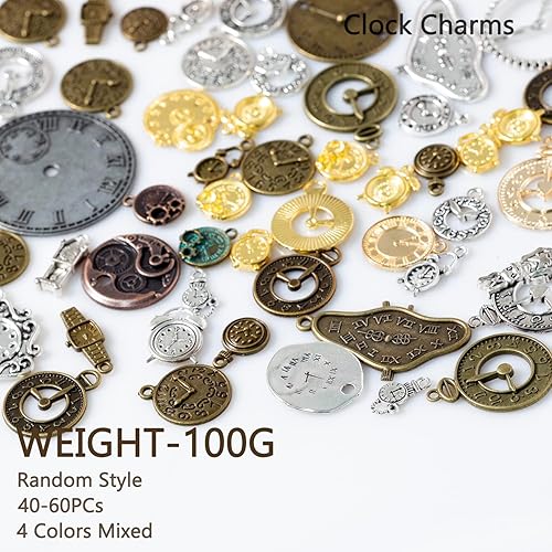 Miniatura 9 de stino Dijes de metal antiguo vintage de 3.53 oz para hacer joyas, plata y oro a granel, para pulseras, collares, aretes, manualidades