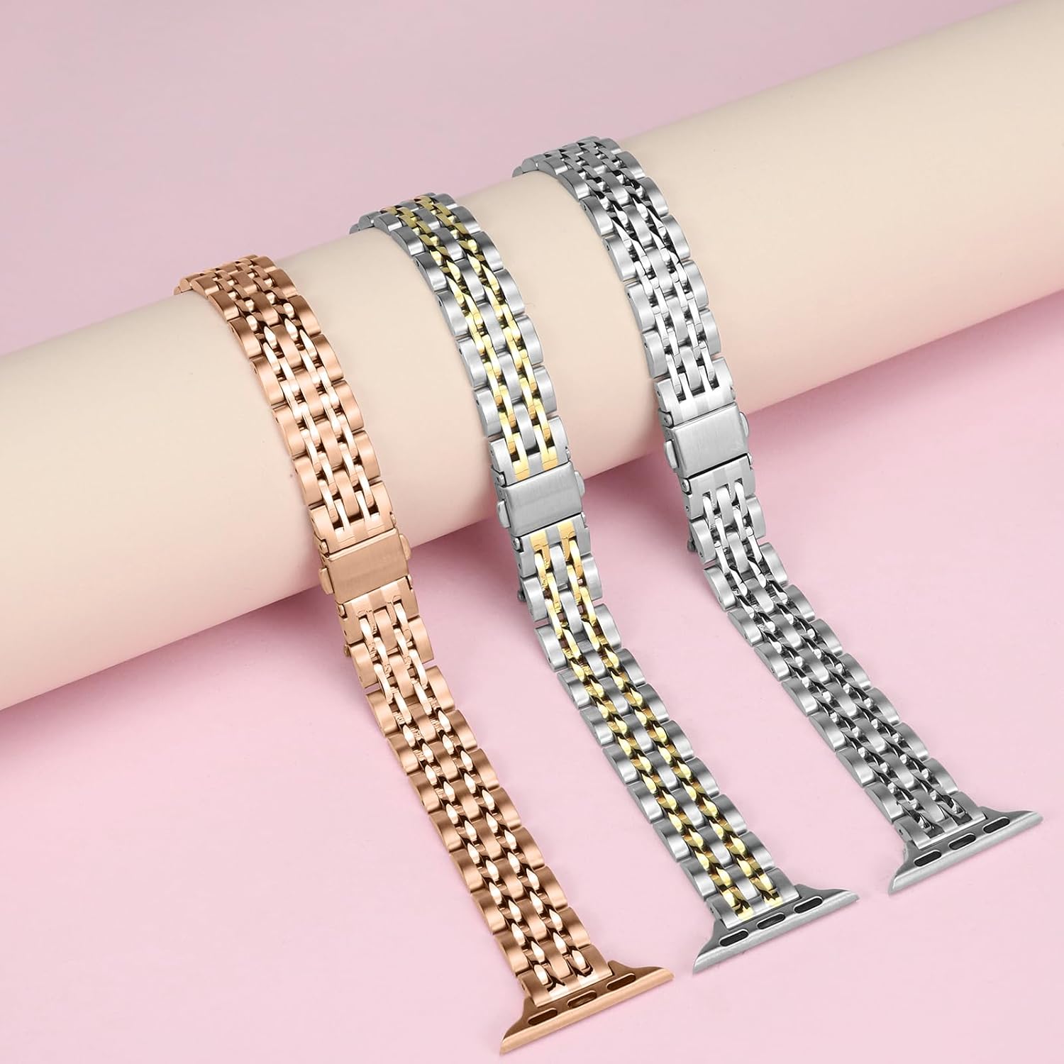 Anlinser Metal Bands Compatible with Apple Watch Band for Women 49/46/45/44/42/41/40/38mm, Thin Band Designed for iWatch Series 11 10 9 8 7 6 5 4-1 SE (42/41/40/38mm, Starlight) - Image 7