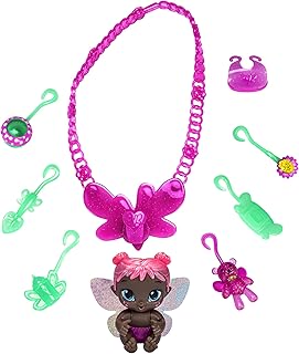 Baby Alive Glo Pixies Minis Carry ‘n Care Necklace, Rose Blossom, 3.75-Inch Pixie Doll Toy with Doll Carrier and Nurturing Charm Necklace