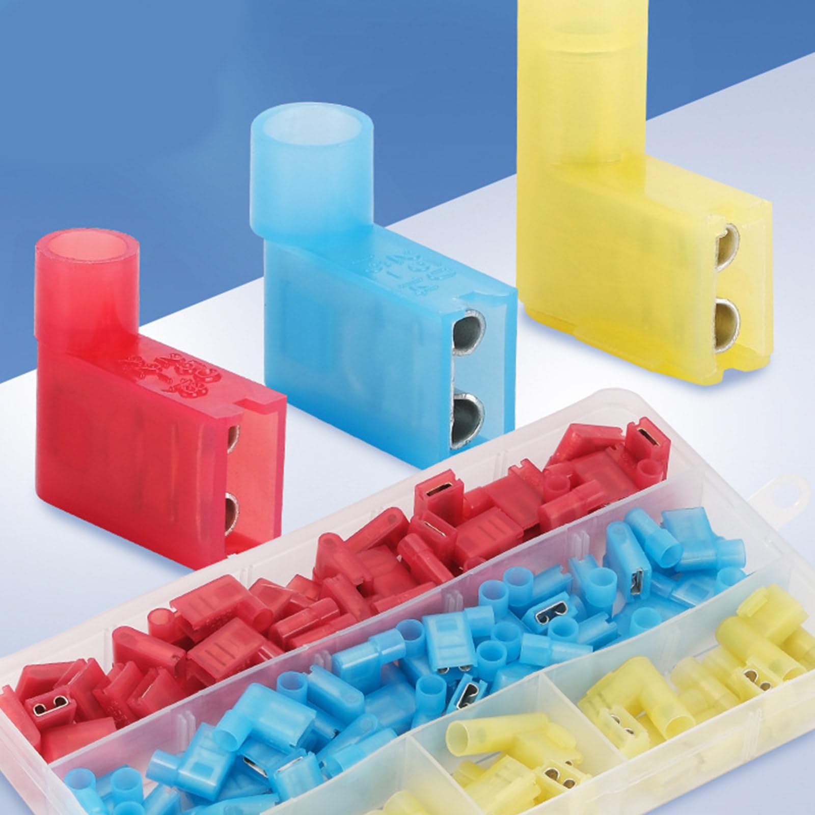 Lot de 80 connecteurs à angle droit avec outil de sertissage pour 22 fils 10 AWG en nylon isolé