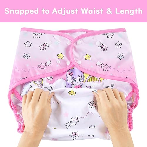 Miniatura 4 de Littleforbig Funda de pañal para adultos, lavable, ajustable, reutilizable, impermeable, para adultos, diseño de Fairy Littles in Dreamland