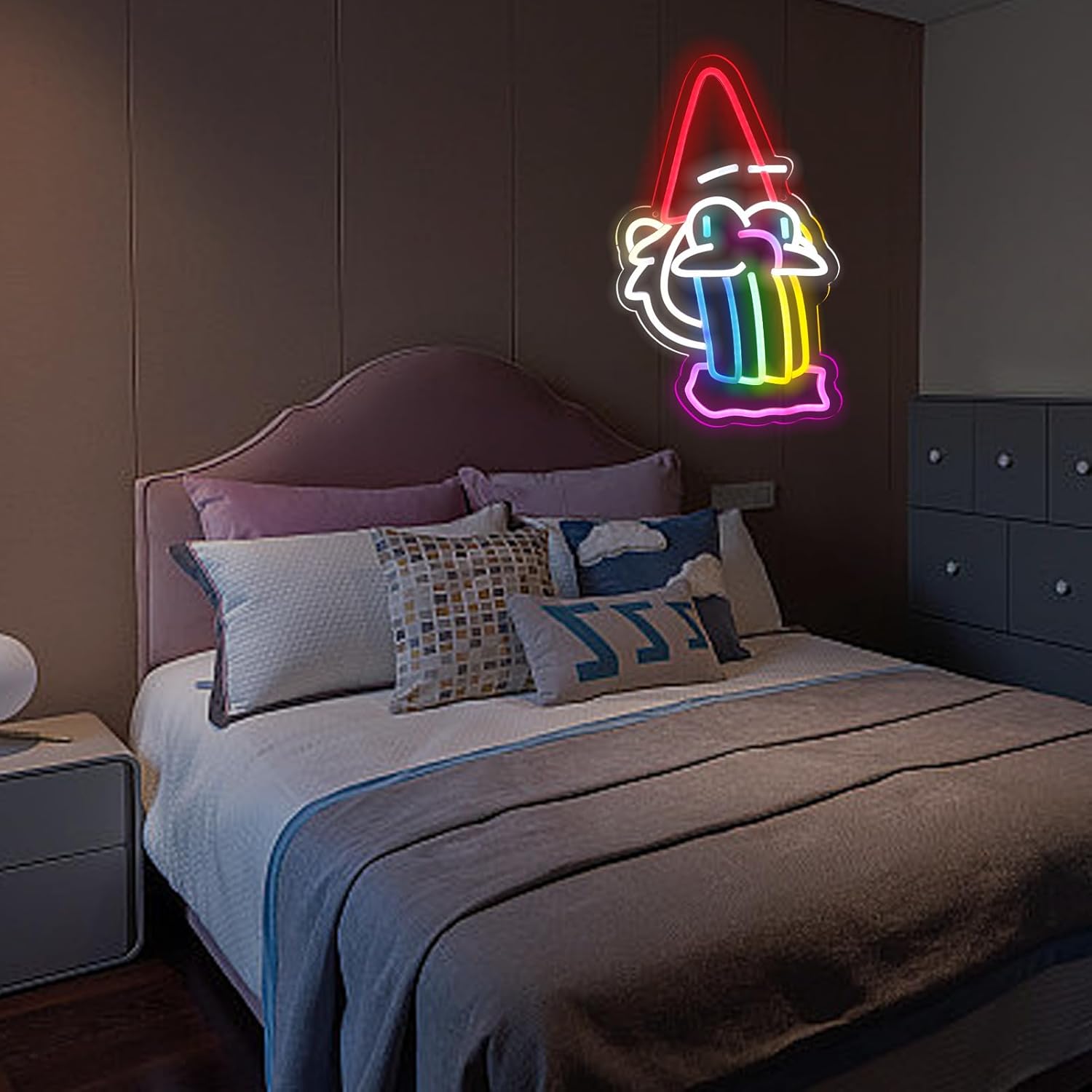 Gravty Led Neon Fall Sign Rainbow Carson Neon Gnome Decor Anime Room Decorate Wall Decor USB Powered Gamer Gifts for Teens Boys Kids
