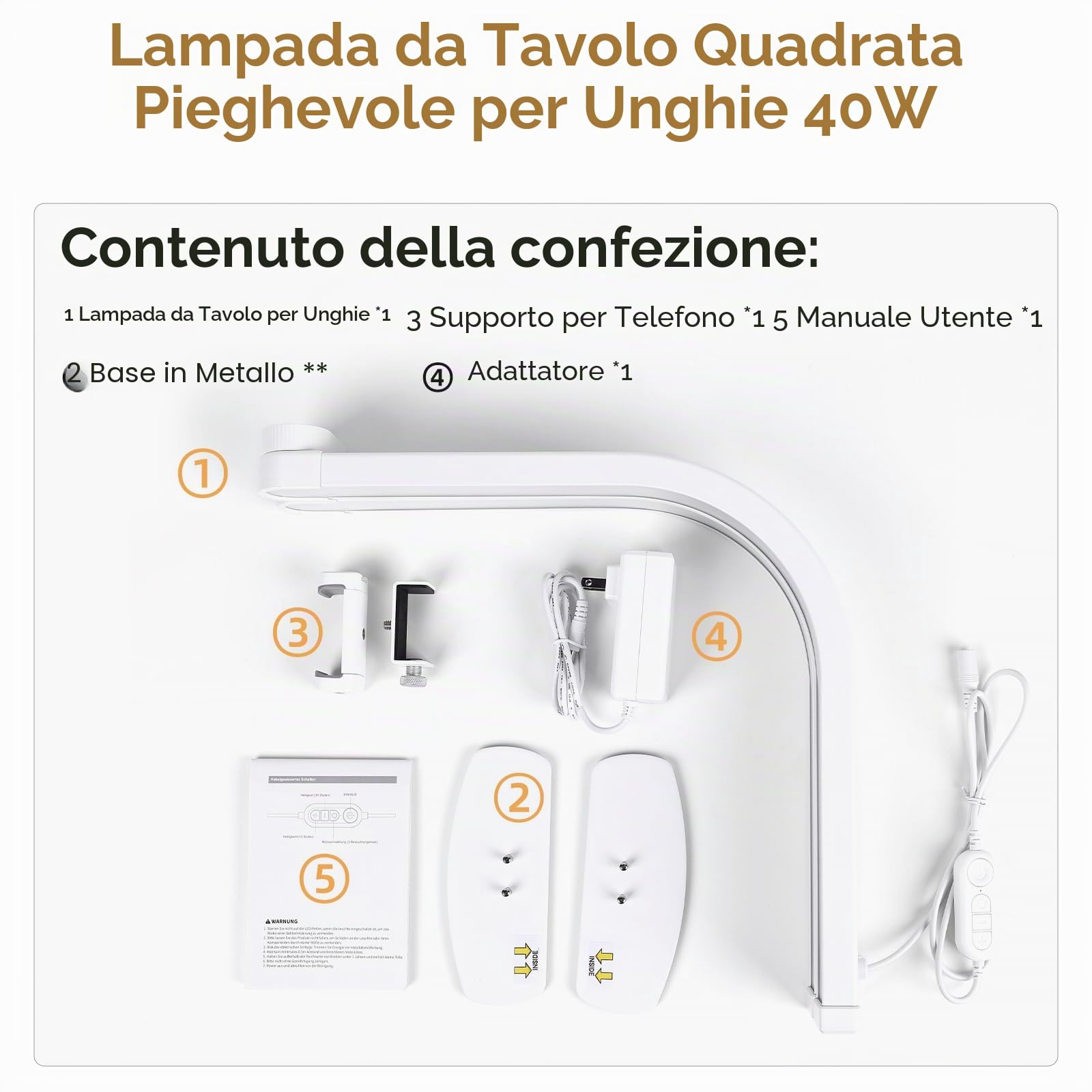 Lampada da Tavolo per Unghie, 72CM 40W Lampada Mezzaluna Estetista, Bianco | Lmaqfum lampada arco unghie, led lampada da tavolo manicure professionale con Supporto per lashmaker Ciglia Tatuaggi Manicure