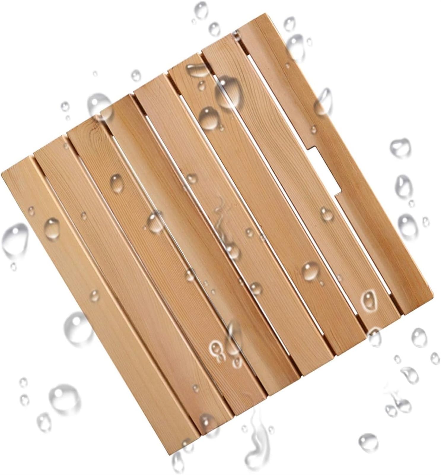 Hpthly A Wood Shower Bath Mat Non-Slip Foot Pad Bathroom Wooden Floor Mat Pedals Customizable,-60X60cm