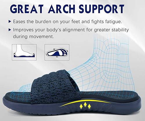 Miniatura 3 de ONCAI Sandalias para hombre, soporte de arco, puntera abierta, correas ajustables, plantilla ortopédica acolchada para fascitis plantar, suela de