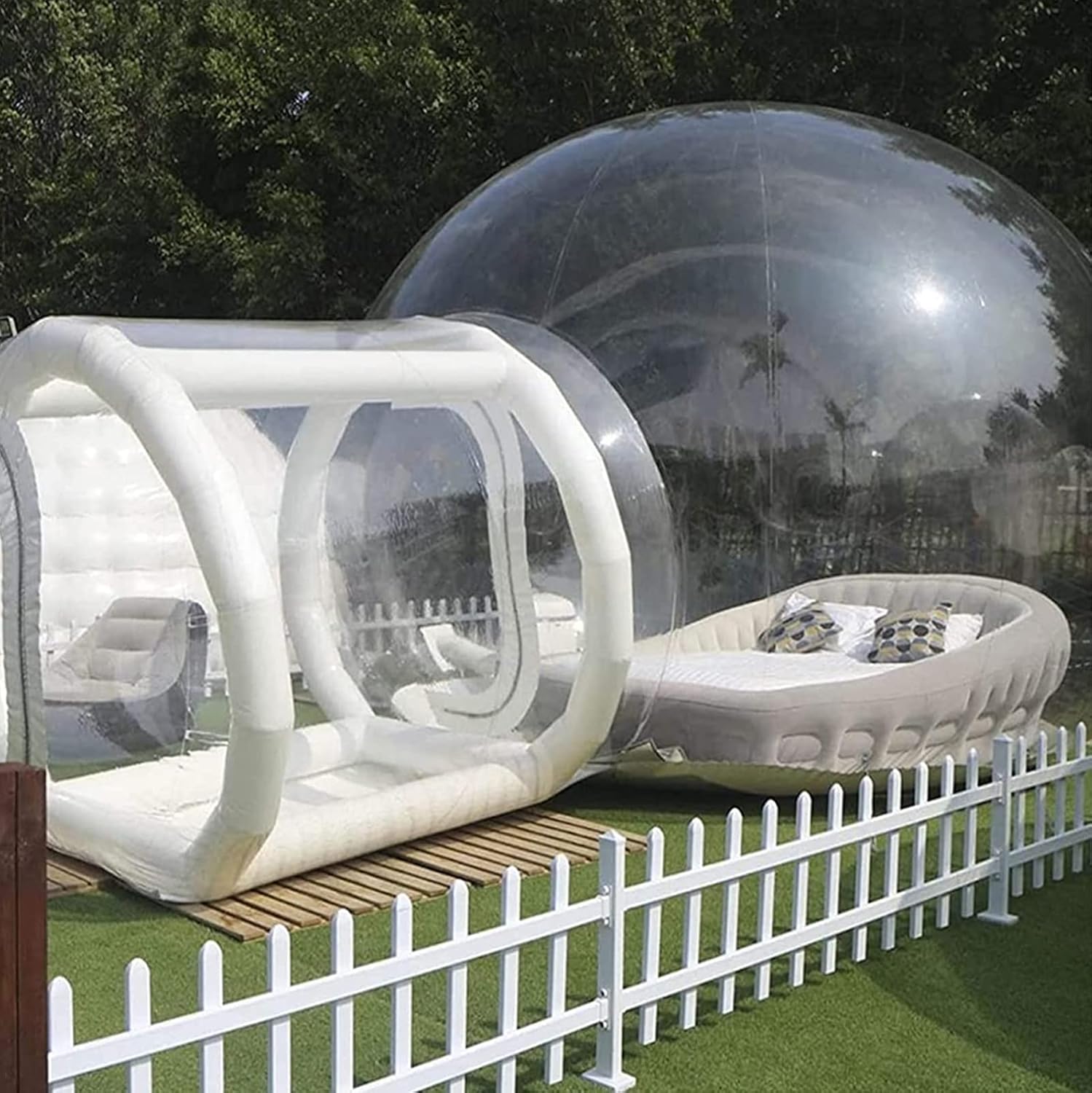 Outdoor Inflatable Bubble Tent Indoor Outdoor Inflatable Bubble Camping Tent Gazebo Portable Family Camping Backyard Transparent Tent with Air Pump and Blower