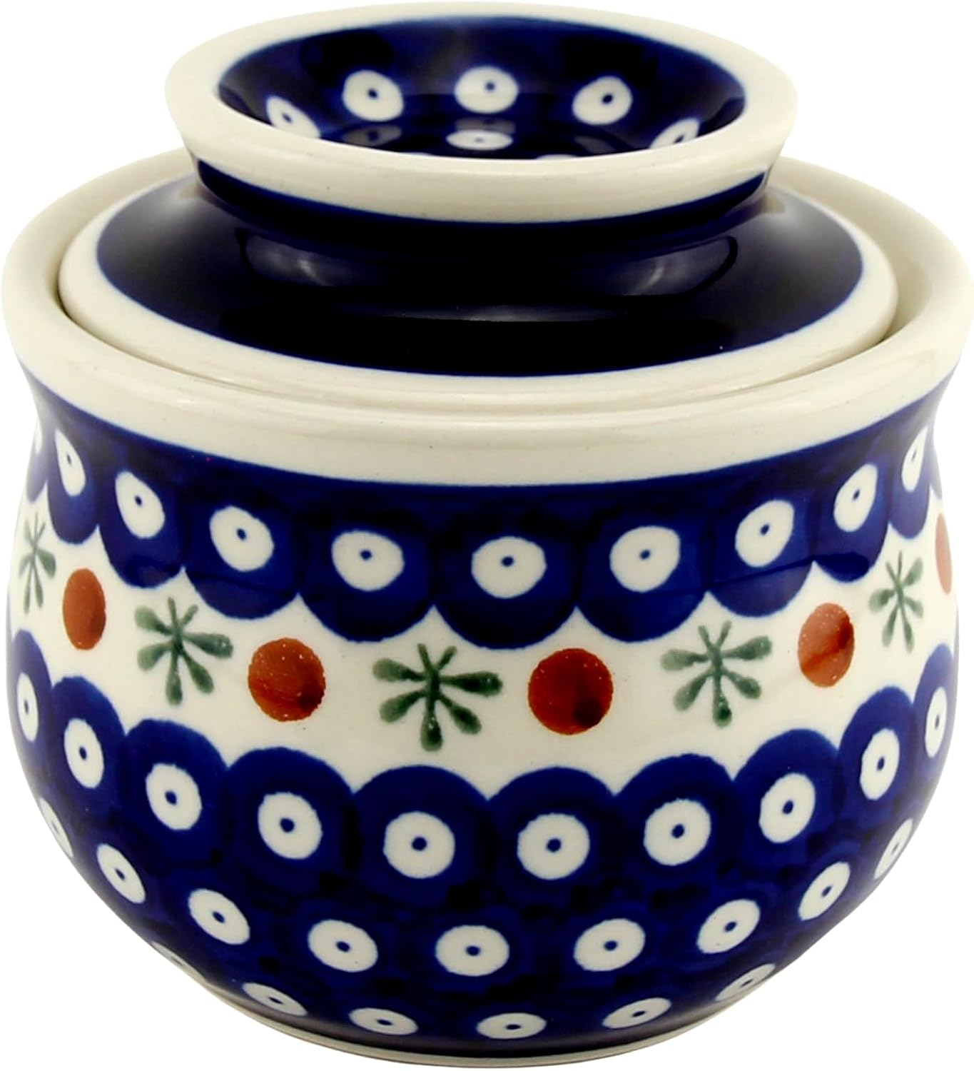Polish Pottery Market French Butter Dish, Handcrafted Ceramic Butter Keeper by Zaklady Boleslawiec Poland, Butter Crock for Counter, French Butter Keeper with Lid