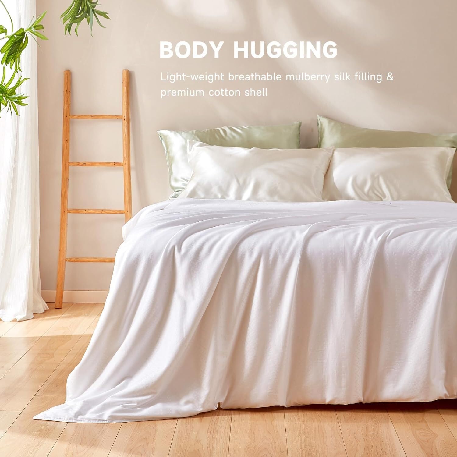 THXSILK Pure Mulberry Silk Comforter Cool for Summer, Grade 6A Natural Mulberry Silk Filled Duvet Luxury Silk Bedding, Cotton Cover, King Size 102in x 91in/260cm x 230cm, Weight 1.98lb/0.9kg