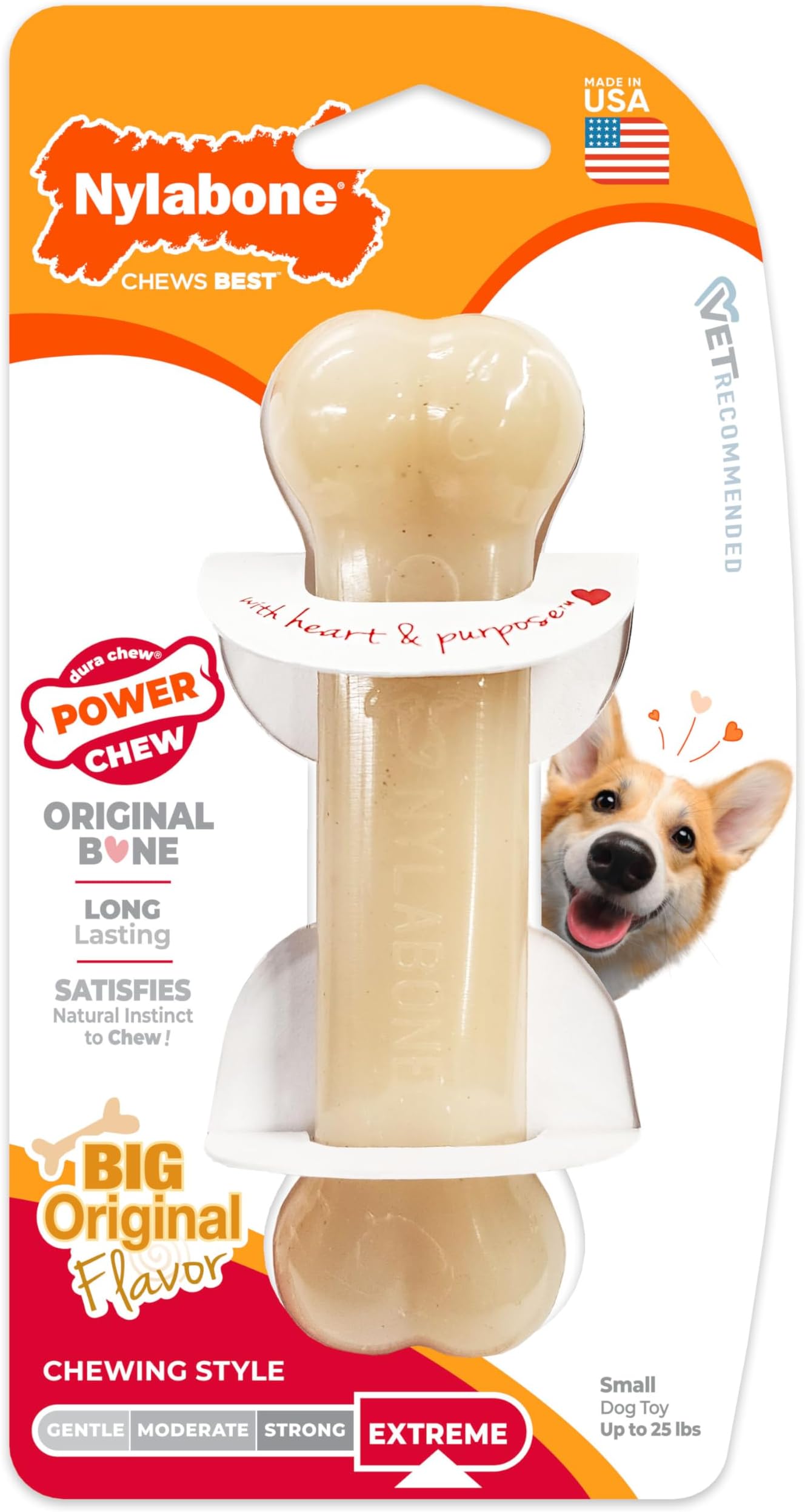 Nylabone Dura Chew Extreme Tough Dog Chew Toy, Original Flavour, Small, for Dogs Up to 11 kg