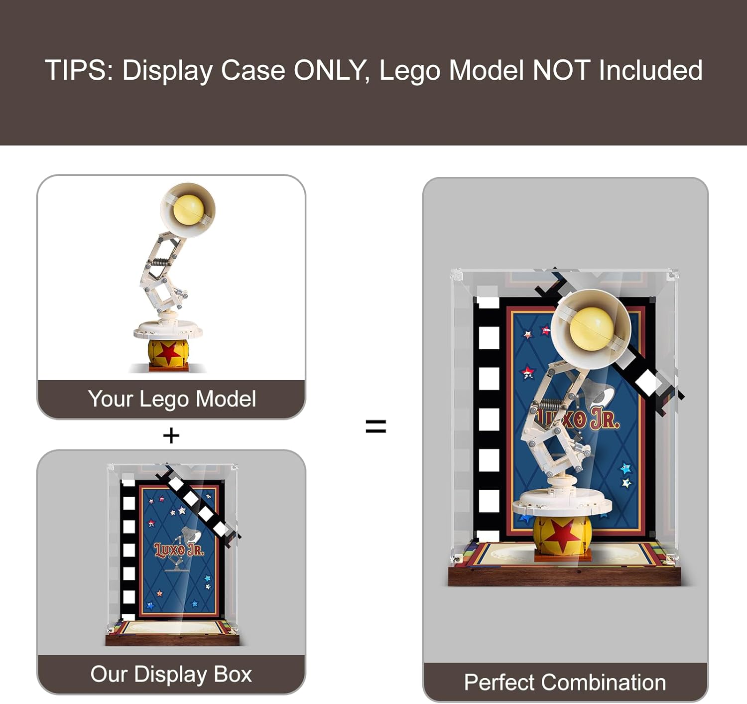Acrylic Display Case Compatible with Lego 21357 Pixar Luxo Jr. Lamp - No Model Only Case , Dust-Proof Protective Showcase Box for Lego Pixar Lamp Ideas for Adults Fans