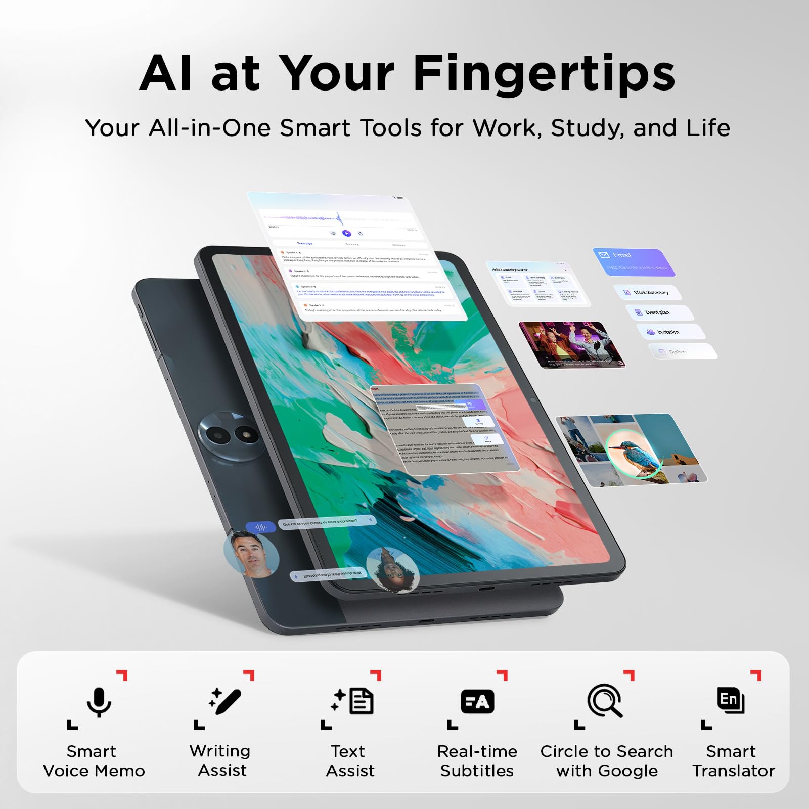 TCL NXTPAPER 11 Gen 2 Android Tablet, 11" Drawing Pad & Digital Notebook, Stylus & Flip Case Included, NXTPAPER 4.0 Display, Android 15, AI Tools, 8+8GB RAM, 128GB Storage, 8000mAh Battery, Gray