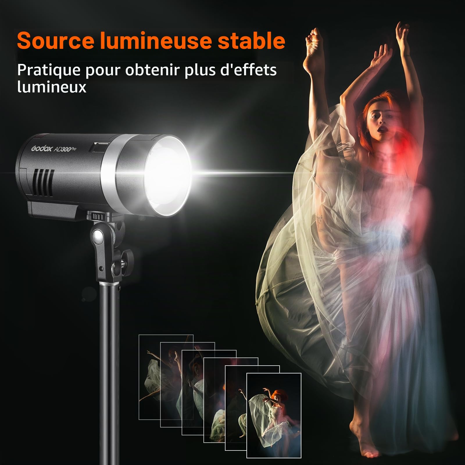 Godox AD300 Pro Kits d'éclairage Studio, AD300Pro Dual Flashes Backpack, 300W Flash de Extérieure 2.4G TTL 1/8000s HSS Speedlite, avec Godox AD-S60S Boîte à Lumière, 320 Flashes à Pleine Puissance