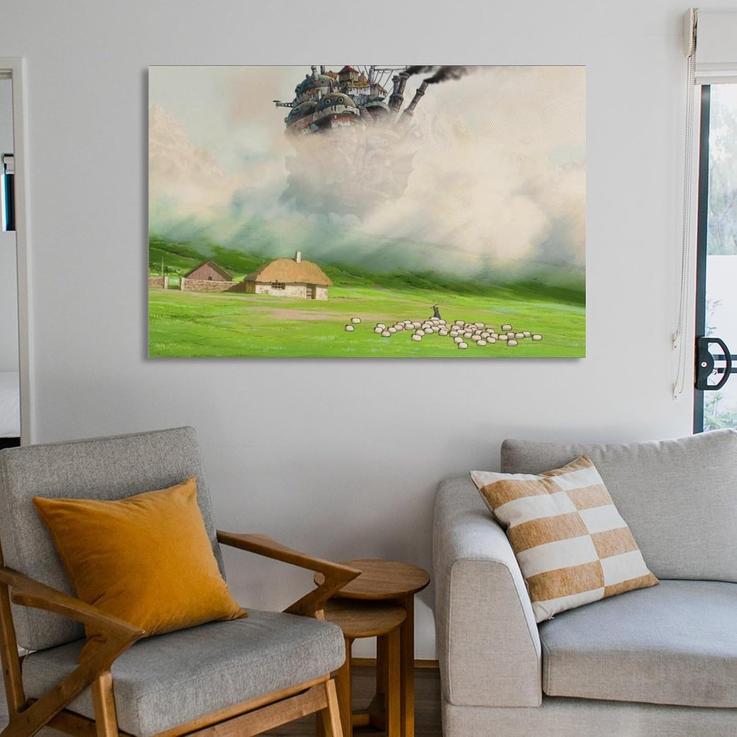 ハウルの動く城アニメーション映画ポスター壁の絵 部屋飾り キャンバスウォールアート 印刷 ポスター 版画 壁飾り 壁の絵 壁掛け ホ