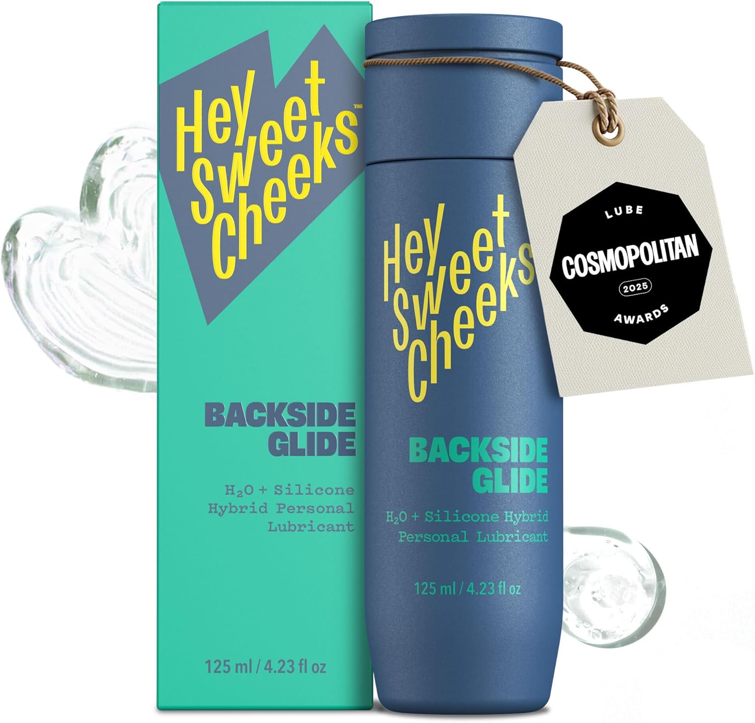 Backside Glide Hybrid Personal Lubricant – Water-Based with Silicone, Long-Lasting, Non-Staining, Condom & Toy Safe, Drip-Free, Unscented | Cosmopolitan 2025 Best Lube Winner