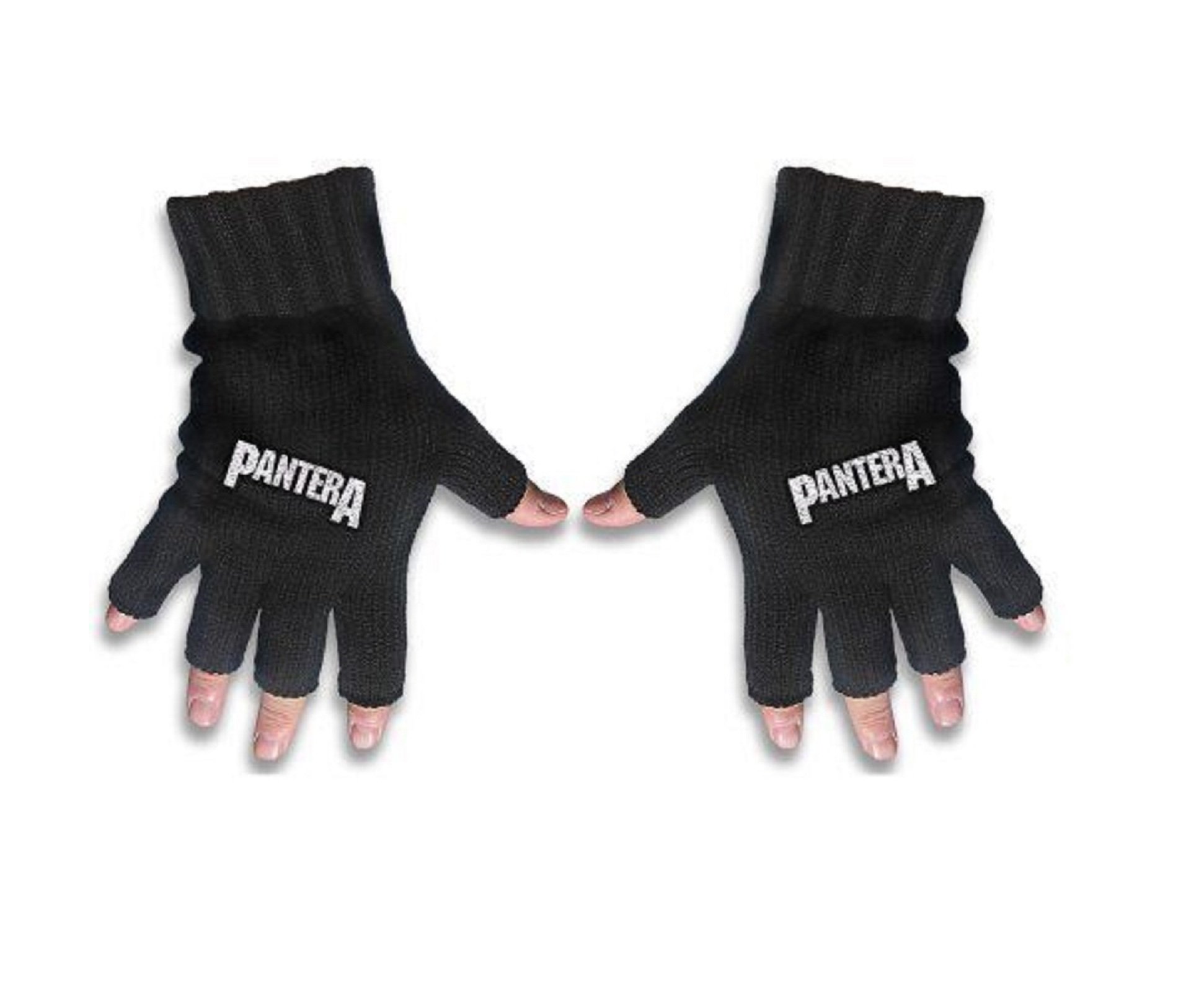 Pantera Gloves Band Logo 101 Proof Vulgar Display Official Fingerless Black Size One Size, Black, One Size