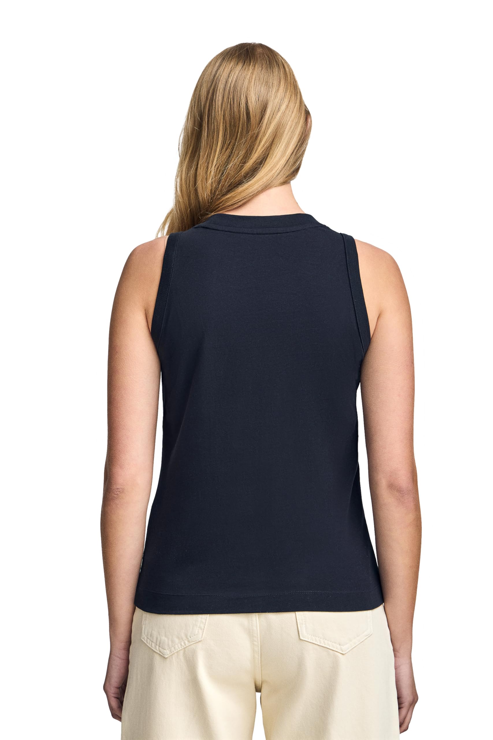 Polo Club Camiseta Mujer Sin Mangas y Cuello Redondo con Logo Bordado - T-Shirt 100% Algodón