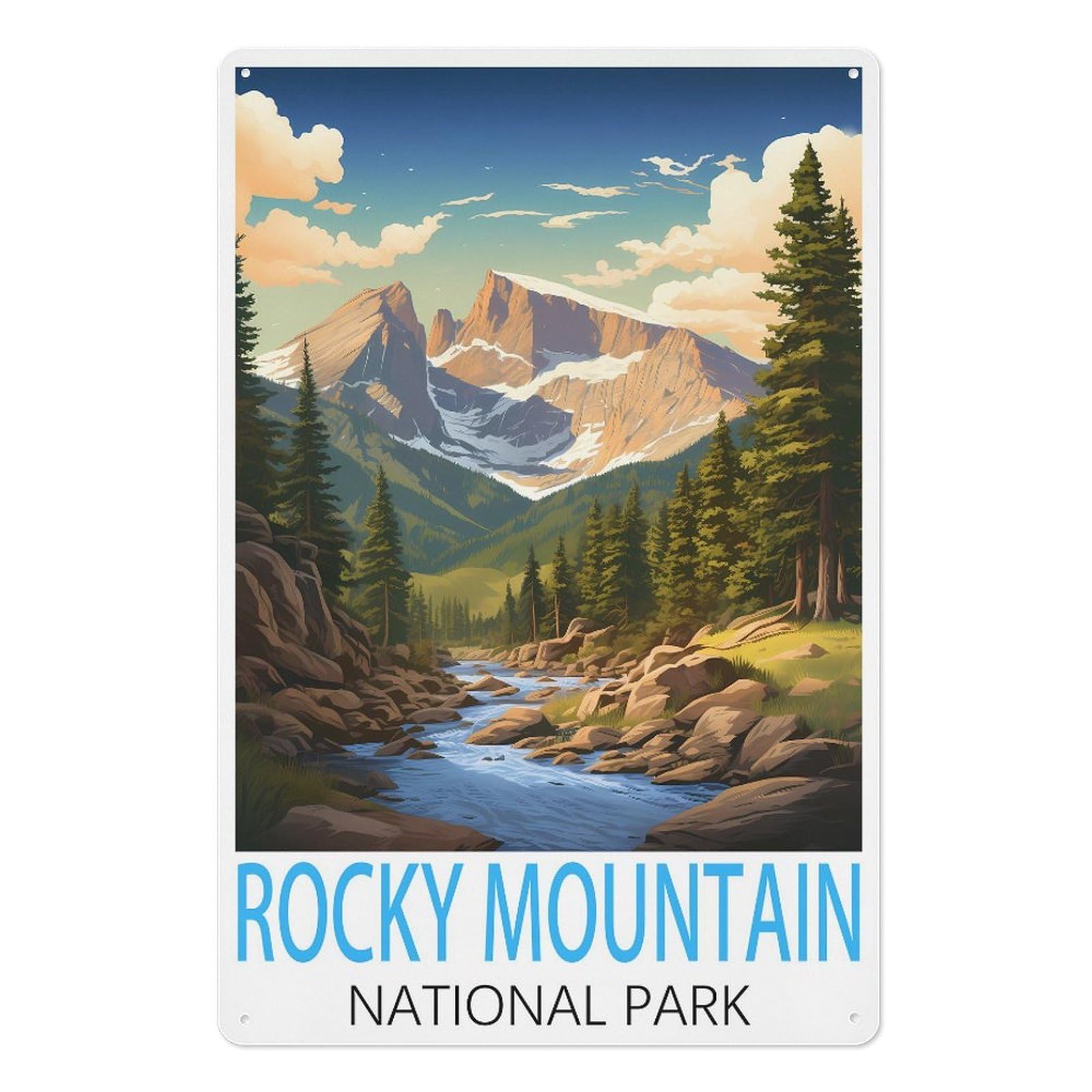 Rocky Mountain National Park Vintage Travel Poster Vintage Tin Sign 08x12inch(20x30cm) Wall Art for Home Office Bedroom Living Room Cafes Wall Decor