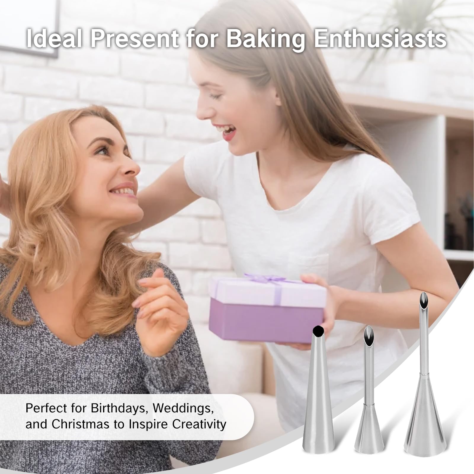 Juego de 3 puntas de relleno de tartas extra grandes Bismark para relleno de donas y pastelería, herramienta de relleno de glaseado, boquilla de pastelería grande para glaseado y decoración de 7