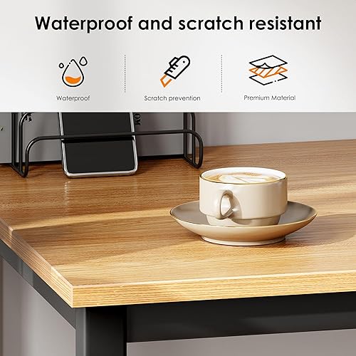 Miniatura 4 de DlandHome Escritorio pequeño para computadora, mesa de oficina en casa, mesa de escritura, mesa de estudio, escritorio de juegos, estación de Madera