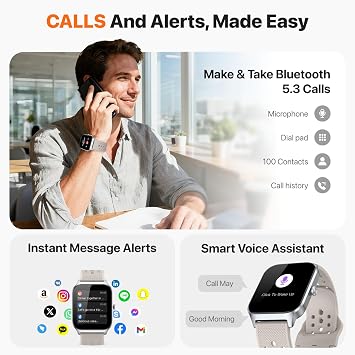 Smart Watch for Women Men - Answer/Make Call, Fitness Tracker Smartwatch for Android iPhone Compatible, 120+ Sports Modes Step Counter Sleep Female Cycle (Silver)
