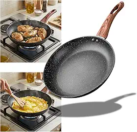 Frigideira Antiaderente 20 cm Indução — Revestimento Cerâmico Durável, Fácil Limpeza, Cabo Soft-Touch — Ideal Omelete, Carnes, Legumes PRETA | CABO JÁ MONTADO
