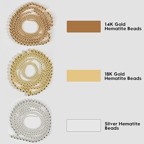 Miniatura 6 de Song Xi - Cuentas de hematita de oro de 18K, cuentas sueltas redondas para hacer joyas, pulseras y collares DIY, cuentas de 8 mm  45 piezas