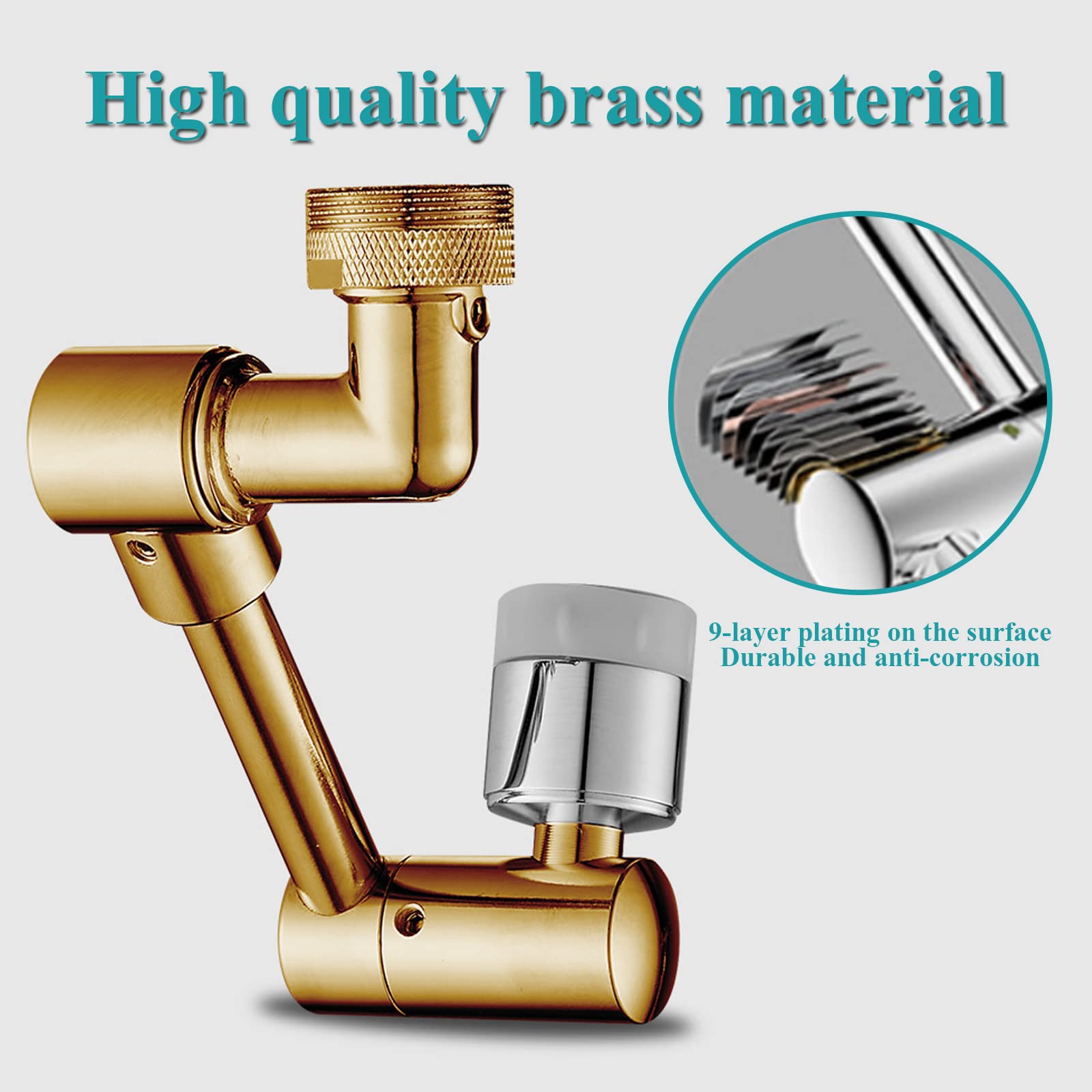 Prolunga Per Rubinetto Girevole A 1080° - Aeratore Regolabile Per Cucina E Bagno, In Ottone - Foto 3