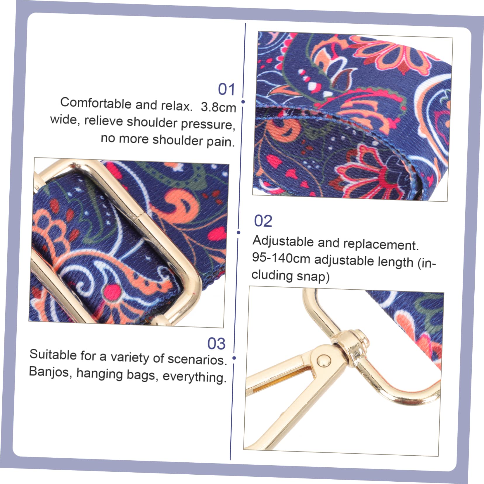 Toddmomy Banjo Strap for Women Vintage Shoulder Belt Banjo Accessories Comfortable