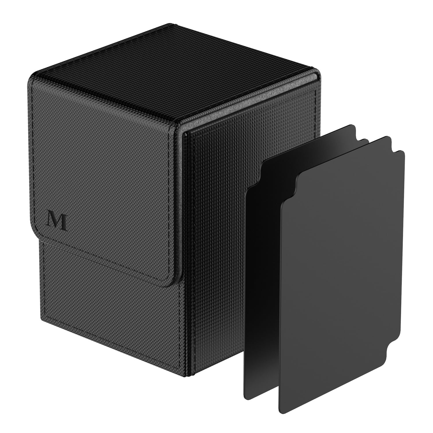 Pulchra Card Deck Box with 2 Dividers per Holder for TCG, Large Size Holds up to 100+ Cards (LOGO-M Design,Black) - Image 2