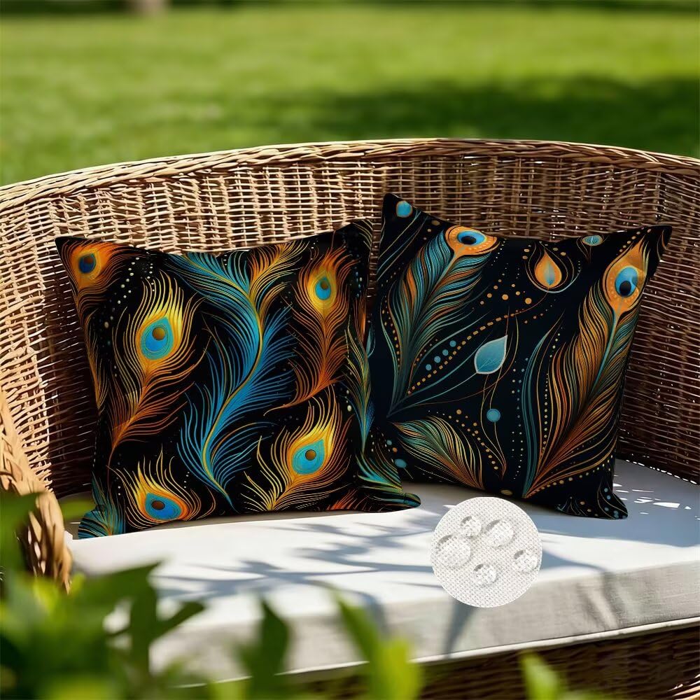 Federe Cuscini da Esterno Impermeabili 65x65 Colorati Copri Cuscini per Divano Piuma Federa Cuscino Vintage Decorativi Copricuscini per Divano Giardino Patio Soggiorno Copricuscino Set di 2 (IU355)