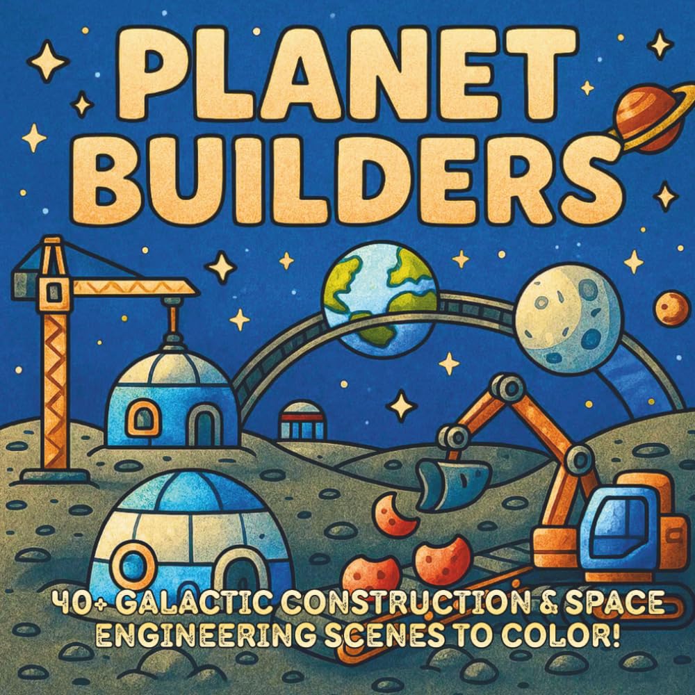 Planet Builders: Space Construction, Cosmic Engineering & Galactic Design — A STEM-Inspired Coloring Book of Futuristic Machines and Interplanetary Inventions (STEM Learning Coloring Books for Kids)