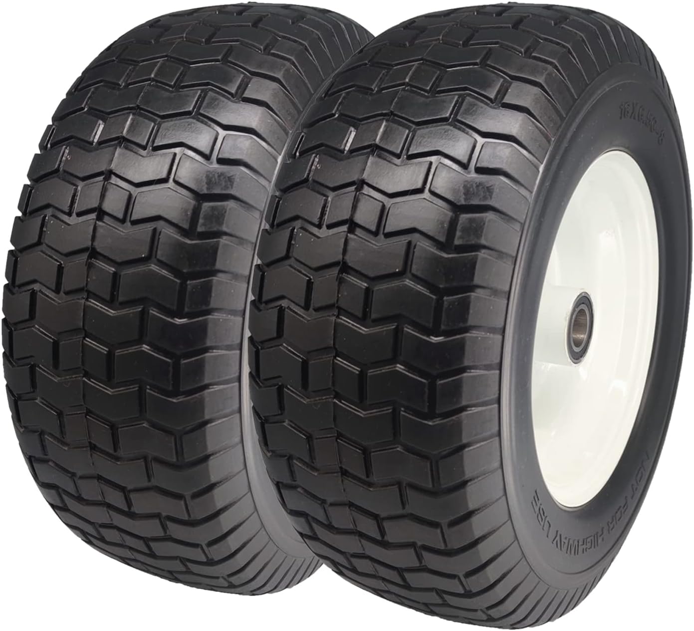 16x6.50-8 Tire and Wheel with 1 inch Axle, 3-6” Center Hub Flat Free 16x6.50-8 Lawn Mower Tires for Lawn & Garden Riding Tractor Front Assembly Replacement, Set of 2