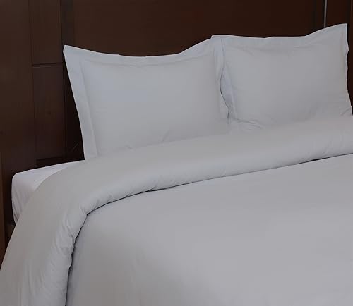 tribeca living algodón egipcio de percal juego de funda nórdica, Queen, sólido blanco