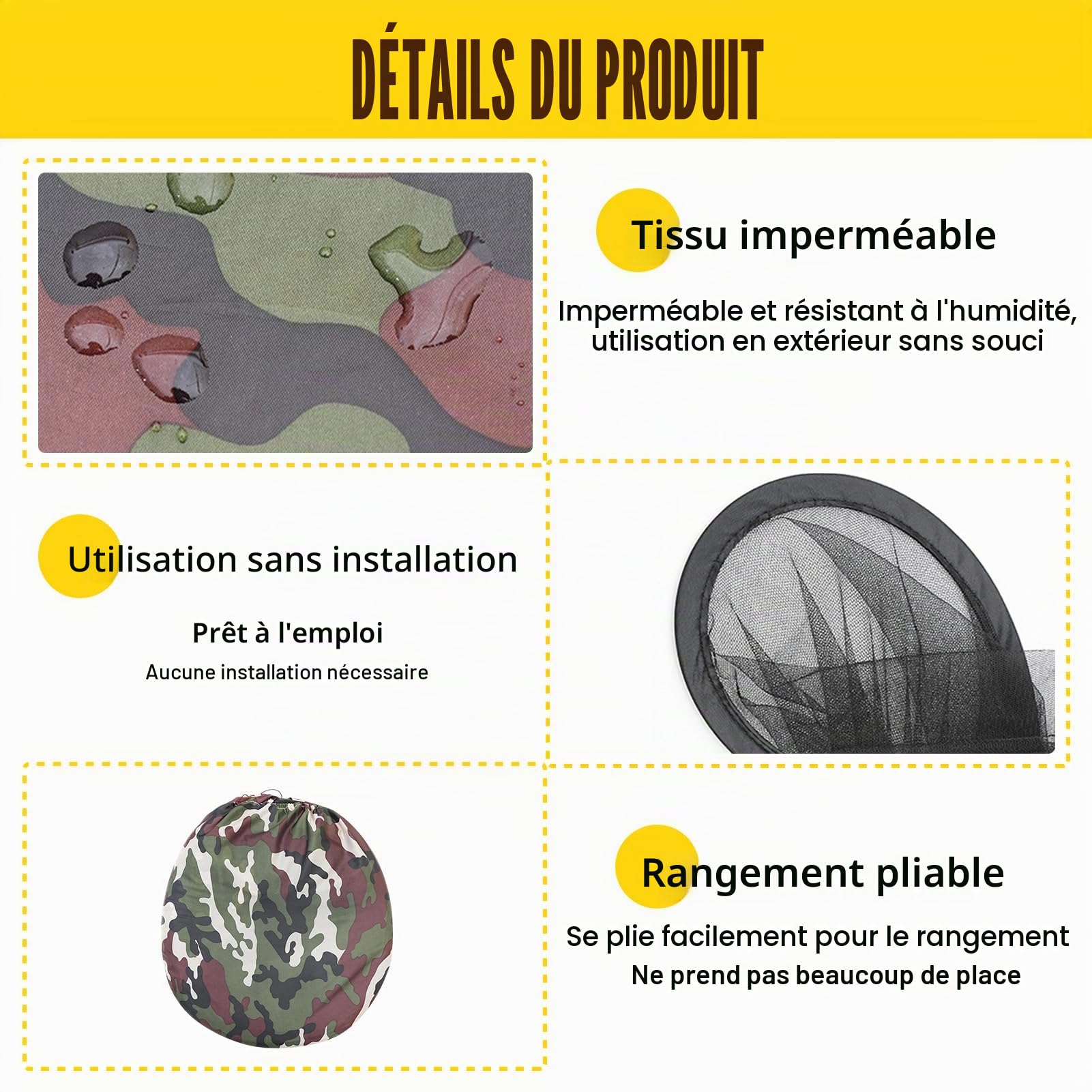 Moustiquaire Pliable, 100x200cm Moustiquaire pour Lit, Tente de Camping Portable pour Voyage, Installation Rapide Moustiquaire pour Voyage en Plein Air, Lit de Camping, Baldaquin de Voyage (Gris)