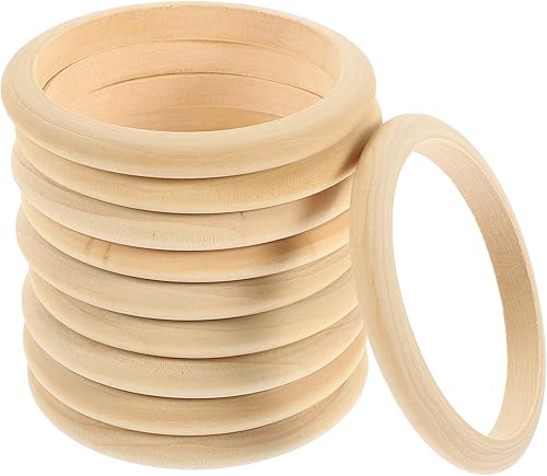 EXCEART 10 pulseras y medallones de madera, artesanías hechas a mano con anillos de madera natural