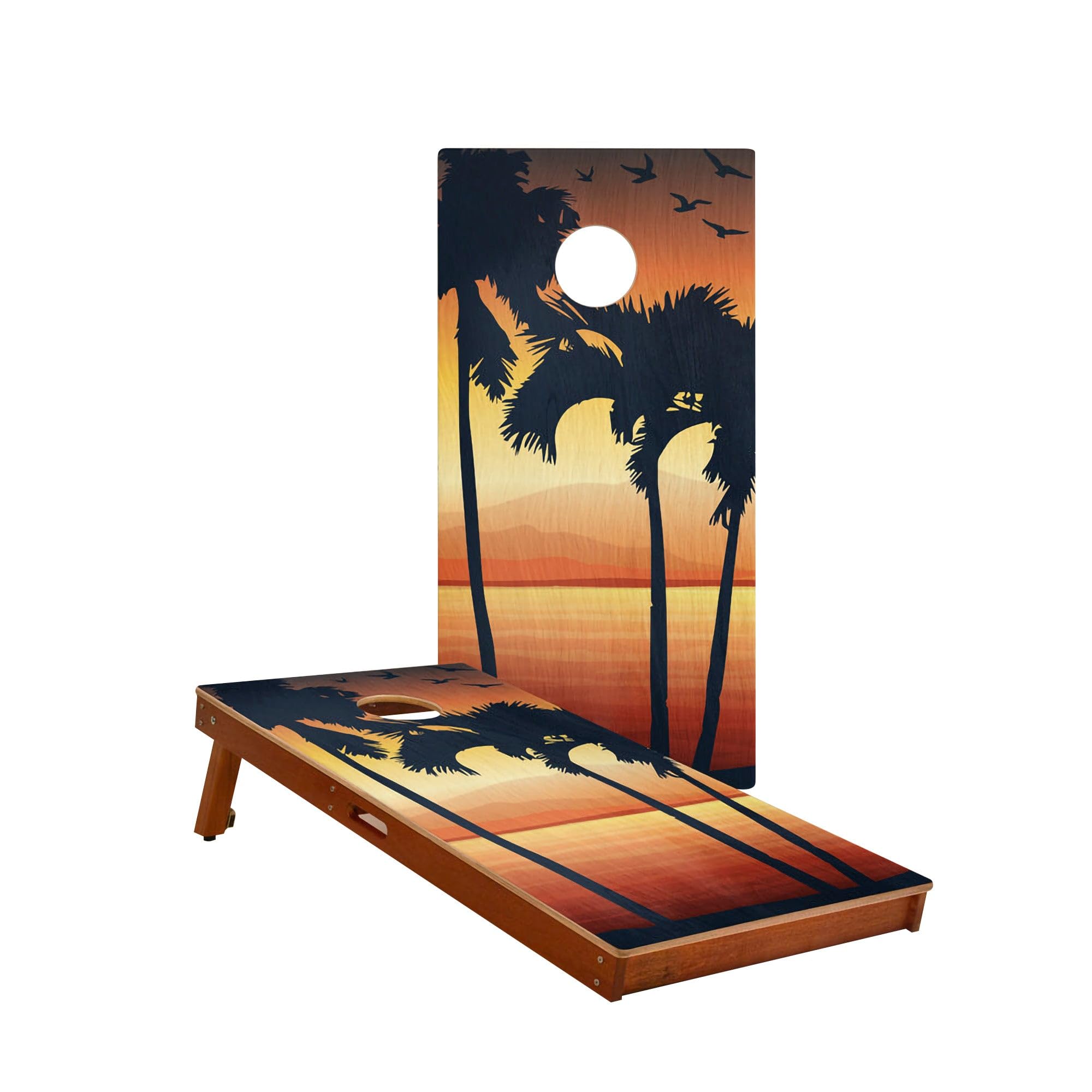 Skip's Garage Virgin Islands Waterproof Cornhole Boards - Includes (2) Boards (Resin Bags) + (1) Case & (2) Edge Lights