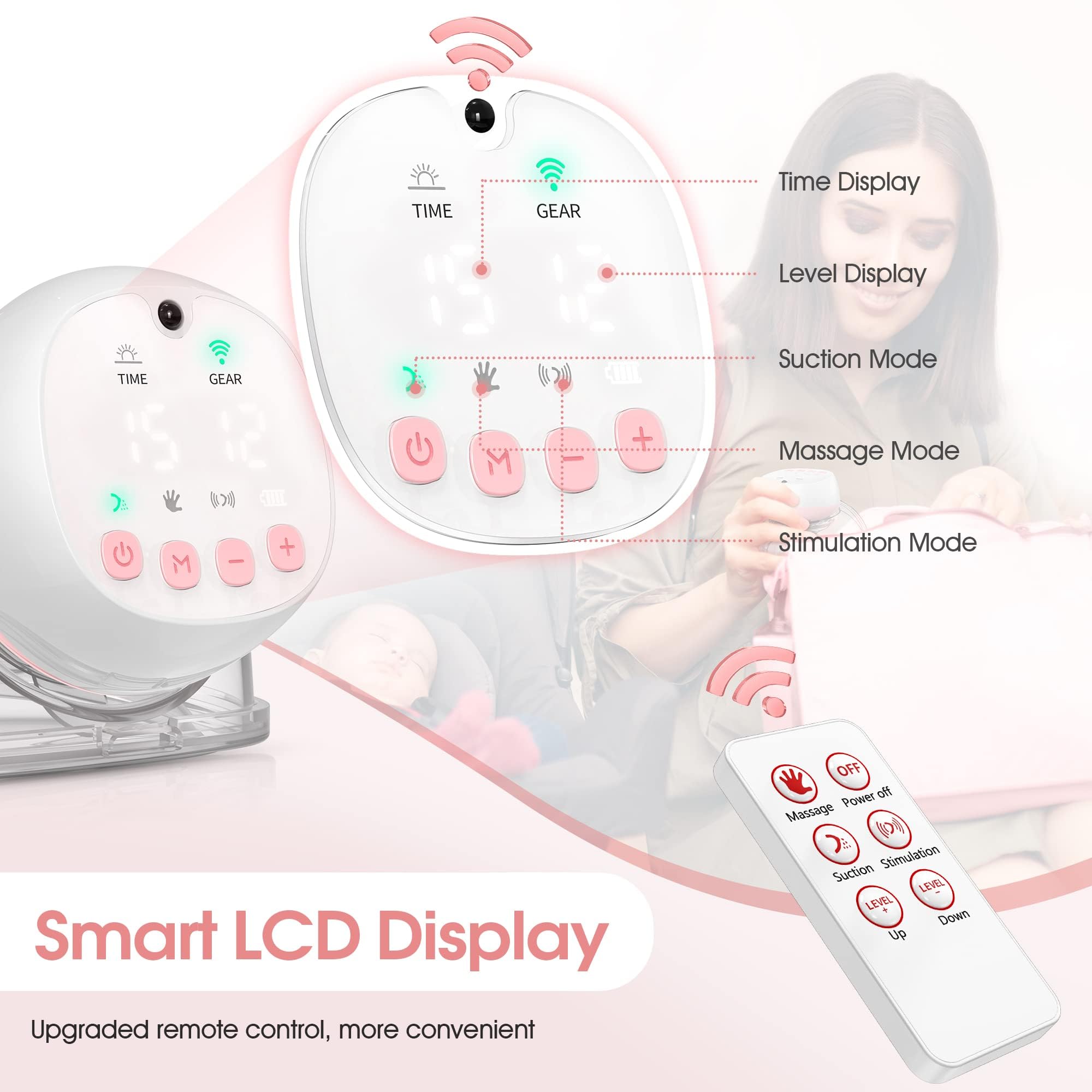 Totmizby Tiralatte elettrico, 3 modalità e 12 livelli, display a LED, tiralatte indossabile a mani libere, tiralatte elettrico doppio portatile e discreto