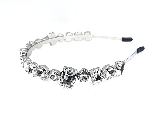 Diadema de cristal con diamantes de imitación (blanco y plateado)