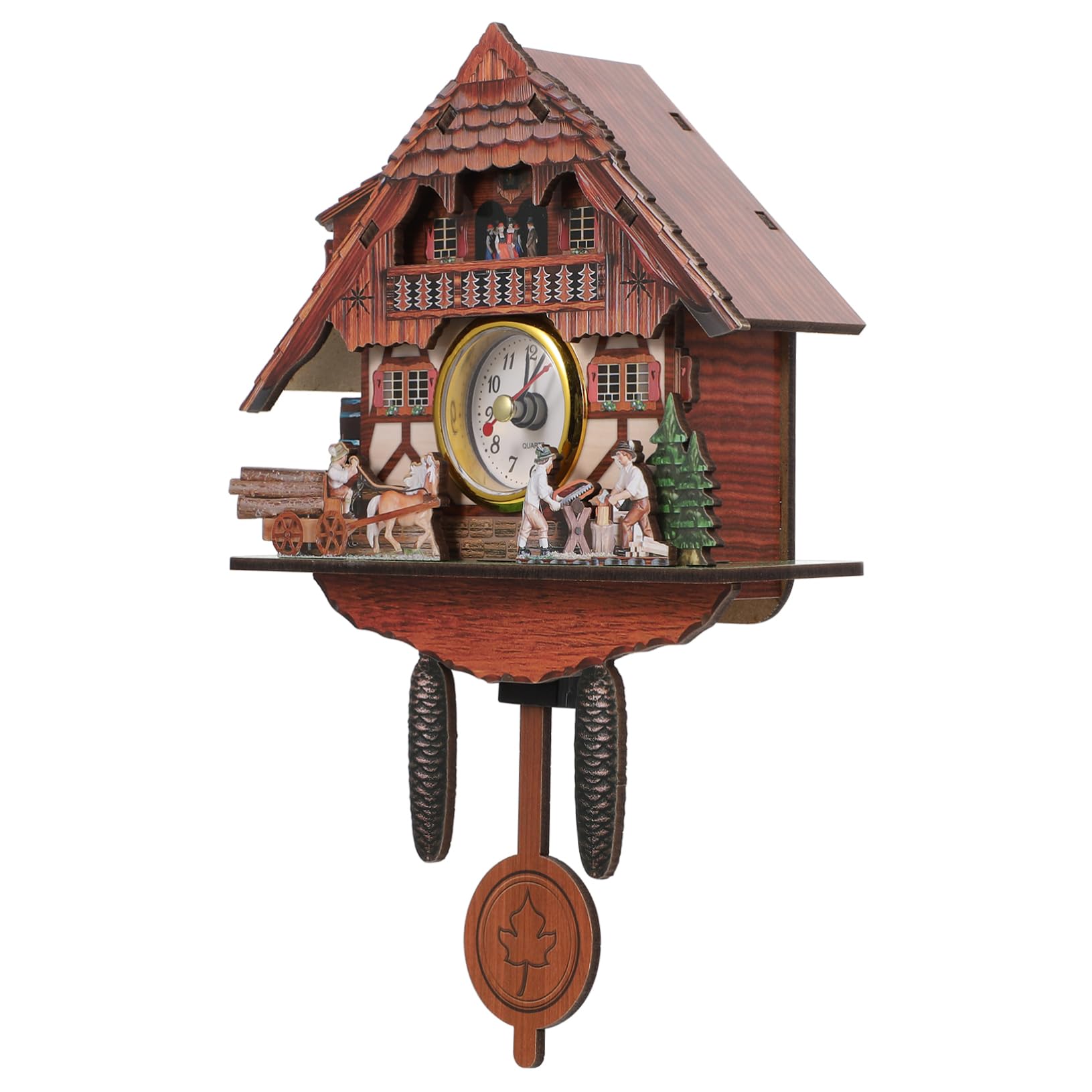 GRIRIW Vintage House Design Wall Clock Retro Hanging Clock for Living Room Bedroom Office Elegant Decorative Home Ornament Numbers Battery Operated for Housewarming