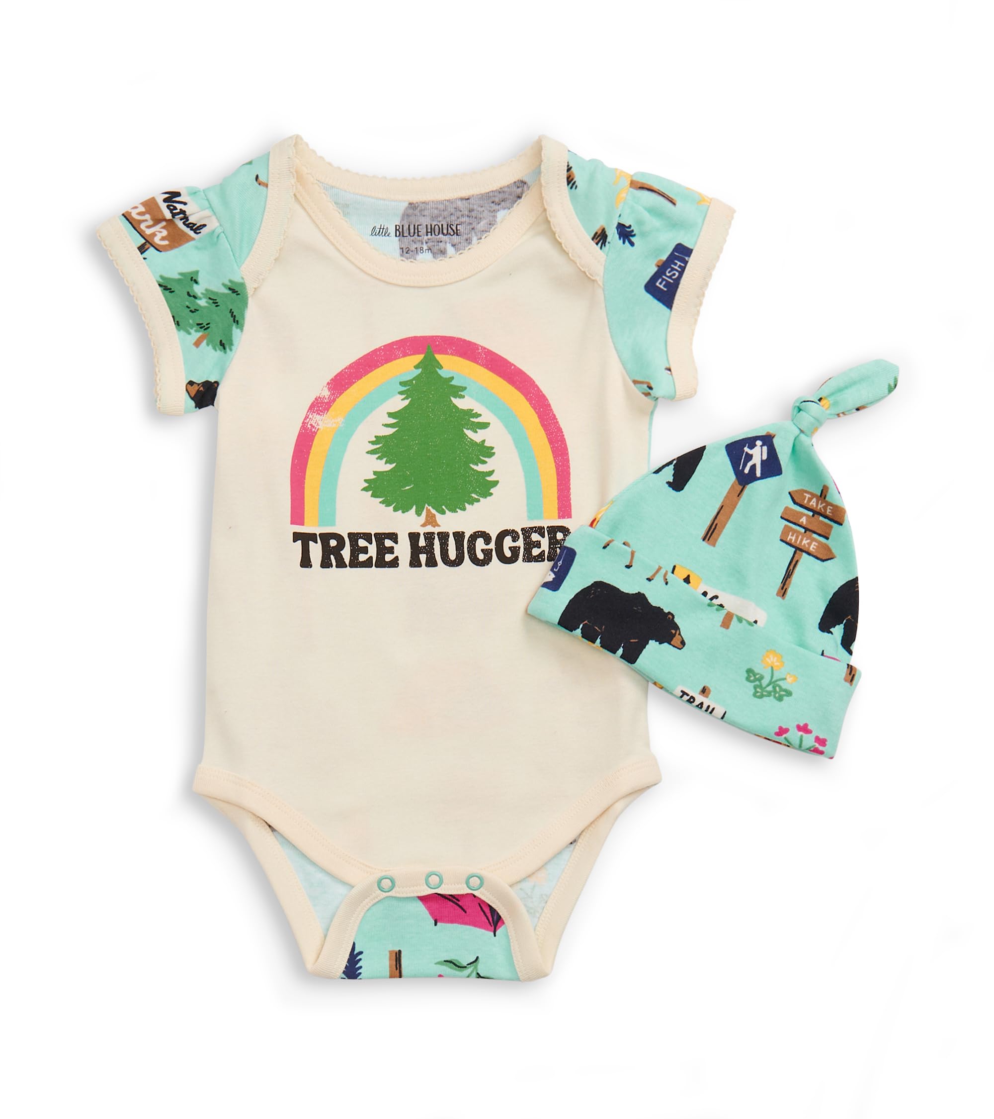 Little Blue House Baby Bodysuit with Hat