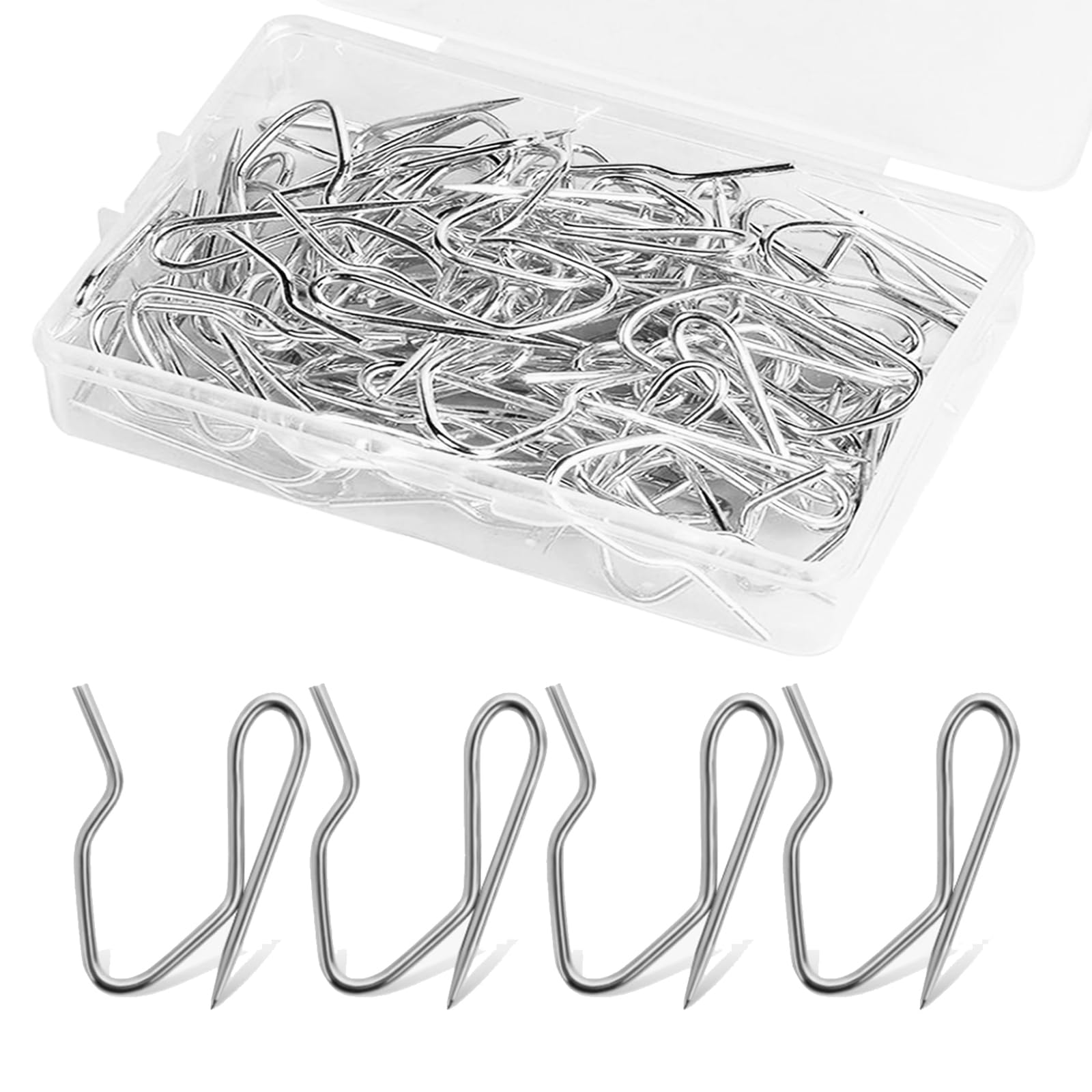 50 Pcs Large Pointed Hooks, Heavy Duty Zinc Metal Drapery Pin Hooks,metal curtain hooks,pinch pleat curtain hooks,Window hooks metal,,Heavy Duty CurtainHooks for Window,Shower,Pencil Pleat Curtain